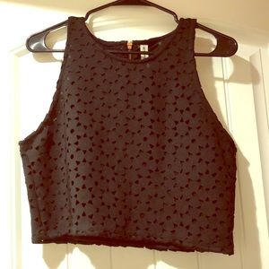 Black textured crop top